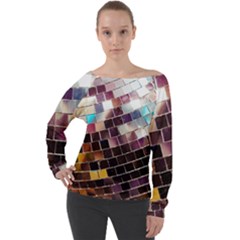 Disco Ball Off Shoulder Long Sleeve Velour Top by essentialimage