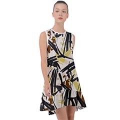 Abstract Brushstrokes Natural Frill Swing Dress by JoneienLeahCollection