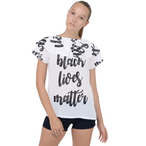 Black Lives Matter Ruffle Collar Chiffon Blouse by Valentinaart