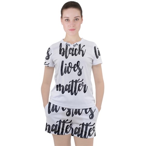 Black Lives Matter Women s Tee And Shorts Set by Valentinaart