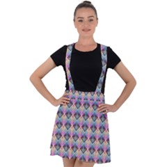 Pink And Blue Velvet Suspender Skater Skirt by Sparkle