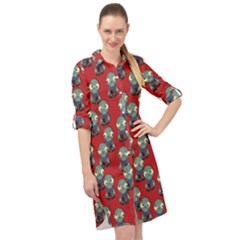 Zombie Virus Long Sleeve Mini Shirt Dress