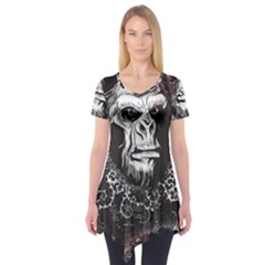 Monster Monkey From The Woods Short Sleeve Tunic  by DinzDas