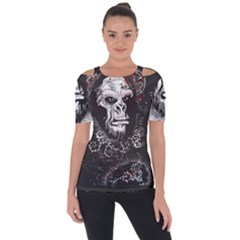 Monster Monkey From The Woods Shoulder Cut Out Short Sleeve Top by DinzDas