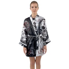 Monster Monkey from the woods Long Sleeve Satin Kimono