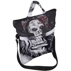 Monster Monkey From The Woods Fold Over Handle Tote Bag by DinzDas