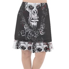 Monster Monkey From The Woods Fishtail Chiffon Skirt by DinzDas