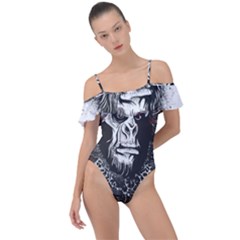 Monster Monkey From The Woods Frill Detail One Piece Swimsuit by DinzDas