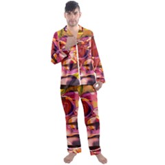 Fractured Colours Men s Long Sleeve Satin Pyjamas Set by helendesigns