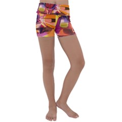 Fractured Colours Kids  Lightweight Velour Yoga Shorts by helendesigns