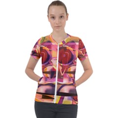 Fractured Colours Short Sleeve Zip Up Jacket by helendesigns