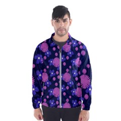 Pink And Blue Flowers Men s Windbreaker by bloomingvinedesign