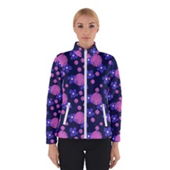 Pink And Blue Flowers Winter Jacket by bloomingvinedesign