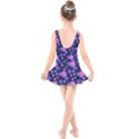 Pink and Blue Flowers Kids  Skater Dress Swimsuit View2