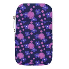 Pink And Blue Flowers Waist Pouch (large) by bloomingvinedesign