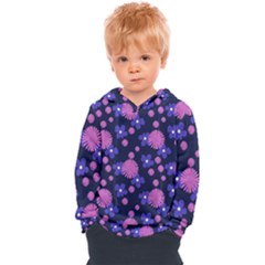 Pink And Blue Flowers Kids  Overhead Hoodie by bloomingvinedesign