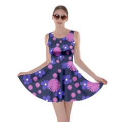 Pink And Blue Flowers Skater Dress by bloomingvinedesign