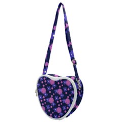 Pink And Blue Flowers Heart Shoulder Bag by bloomingvinedesign