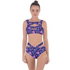 Pink And Blue Flowers Bandaged Up Bikini Set  by bloomingvinedesign