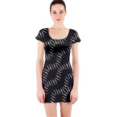 Black And White Geo Print Short Sleeve Bodycon Dress by dflcprintsclothing