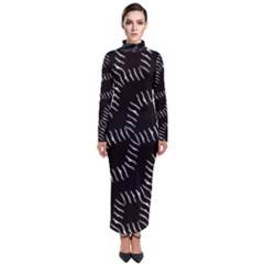 Black And White Geo Print Turtleneck Maxi Dress by dflcprintsclothing
