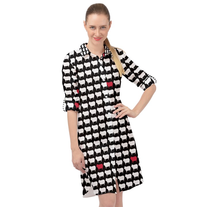 Herd Immunity Long Sleeve Mini Shirt Dress