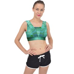 Cross Crossing Crosswalk Line Walk V-back Sports Bra