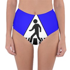 Cross Crossing Crosswalk Line Walk Reversible High-waist Bikini Bottoms