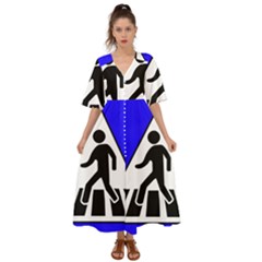 Cross Crossing Crosswalk Line Walk Kimono Sleeve Boho Dress