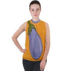 Eggplant Fresh Health Mock Neck Chiffon Sleeveless Top