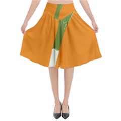 Leek Green Onion Flared Midi Skirt by Alisyart