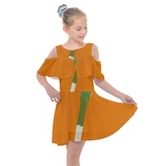 Leek Green Onion Kids  Shoulder Cutout Chiffon Dress