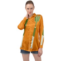 Leek Green Onion Long Sleeve Satin Shirt