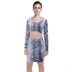 Snake Skin Long Sleeve Crop Top & Bodycon Skirt Set by 80generationsapparel