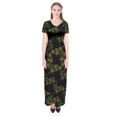 Modern Geometric Print Short Sleeve Maxi Dress