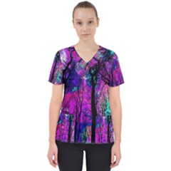 Fairytale Forest Women s V-neck Scrub Top by augustinet