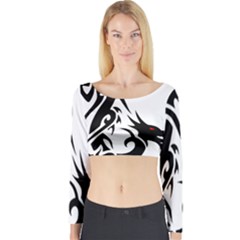 Black Dragon Animal Long Sleeve Crop Top