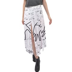 Hands Reference Art Drawing Velour Split Maxi Skirt