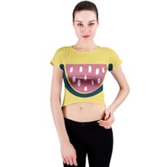 Fruit Watermelon Red Crew Neck Crop Top