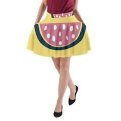 Fruit Watermelon Red A-line Pocket Skirt