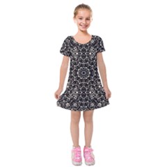 Modern Baroque Print Kids  Short Sleeve Velvet Dress by dflcprintsclothing