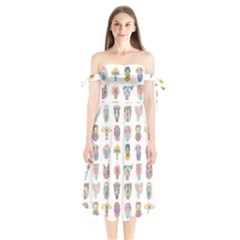 Female Reproductive System  Shoulder Tie Bardot Midi Dress