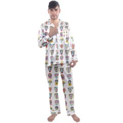 Female Reproductive System  Men s Long Sleeve Satin Pyjamas Set