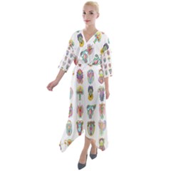 Female Reproductive System  Quarter Sleeve Wrap Front Maxi Dress