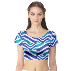 Colored Abstract Print1 Short Sleeve Crop Top by dflcprintsclothing