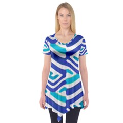 Colored Abstract Print1 Short Sleeve Tunic  by dflcprintsclothing