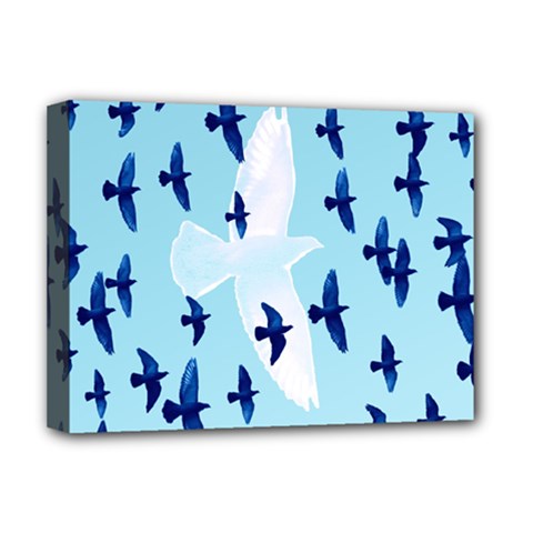 Illustrations Birds Flying Deluxe Canvas 16  X 12  (stretched)  by HermanTelo