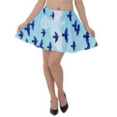 Illustrations Birds Flying Velvet Skater Skirt by HermanTelo