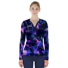 Abstract Atom Background V-neck Long Sleeve Top