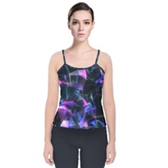 Abstract Atom Background Velvet Spaghetti Strap Top